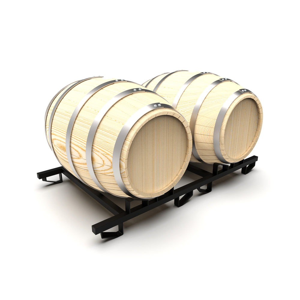 Empty Barrel Rack BarrelHive® Pyramid Wine Barrel Rack, Powder Coated Steel (2-Barrel)