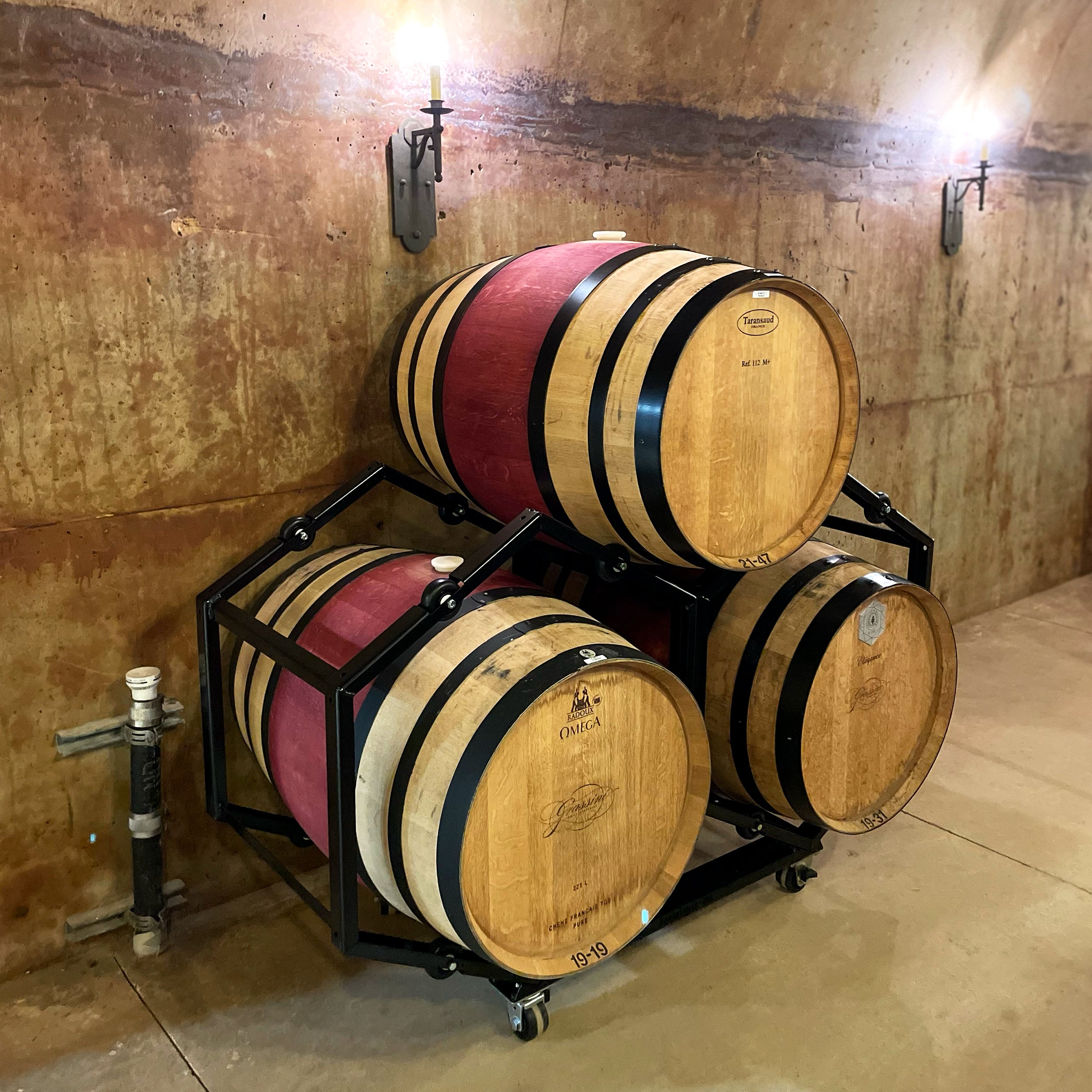 BarrelHive® Rotating Rack, Powder Coated, 3-Barrel (60 Gal)